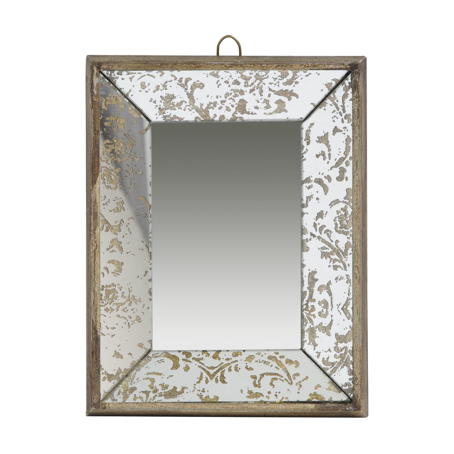 Antique Gold Frameless Rectangular Bathroom Vanity Mirror