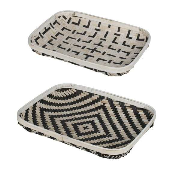 A and B Home A&B Home Organic Elements Geometric Black and White Wash Trays (Set of 2)