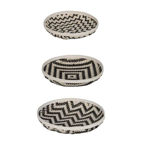 A and B Home A&B Home Organic Elements Geometric Black and White Wash Trays (Set of 3)