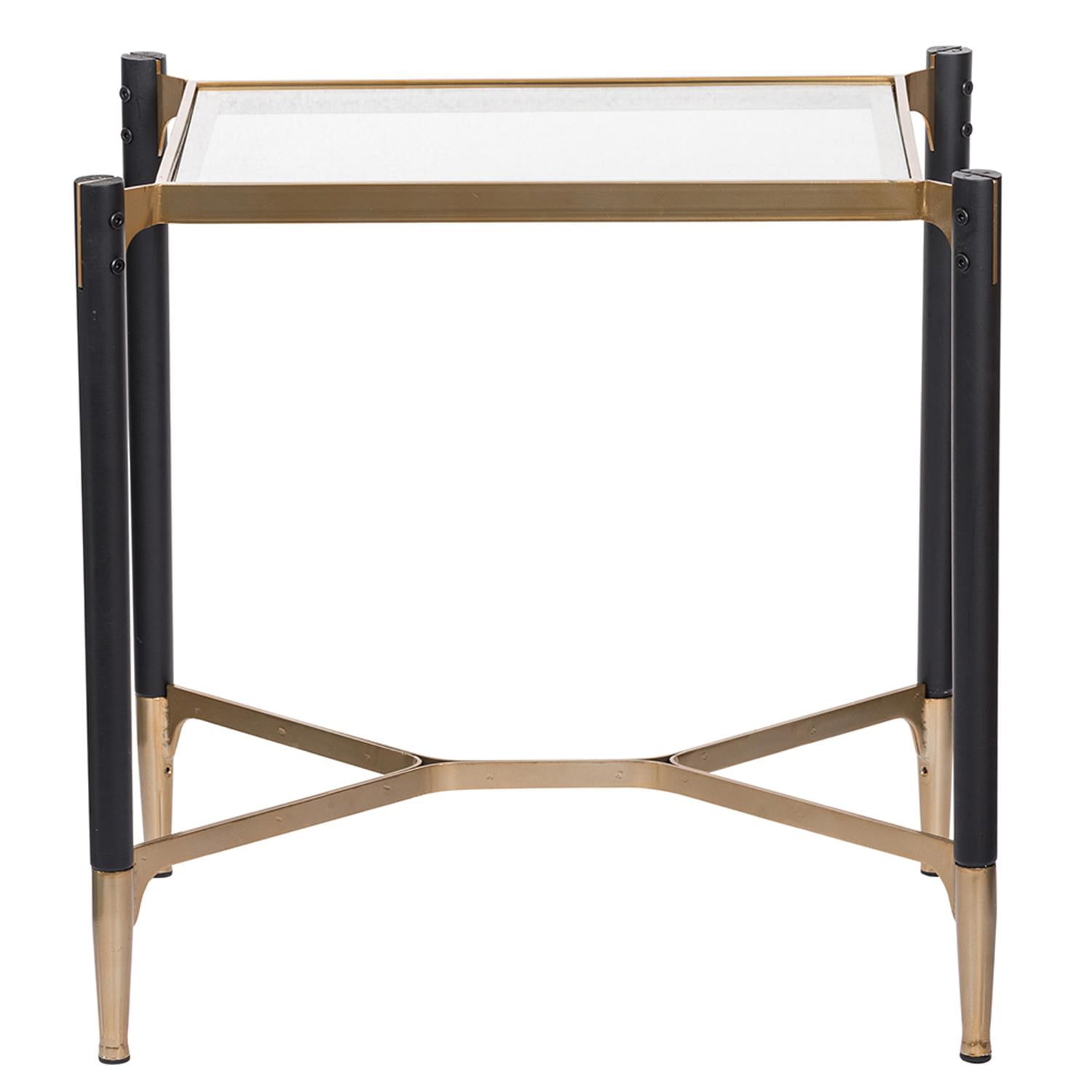 Modern Chic Park View Black & Gold Glass-Top Side Table