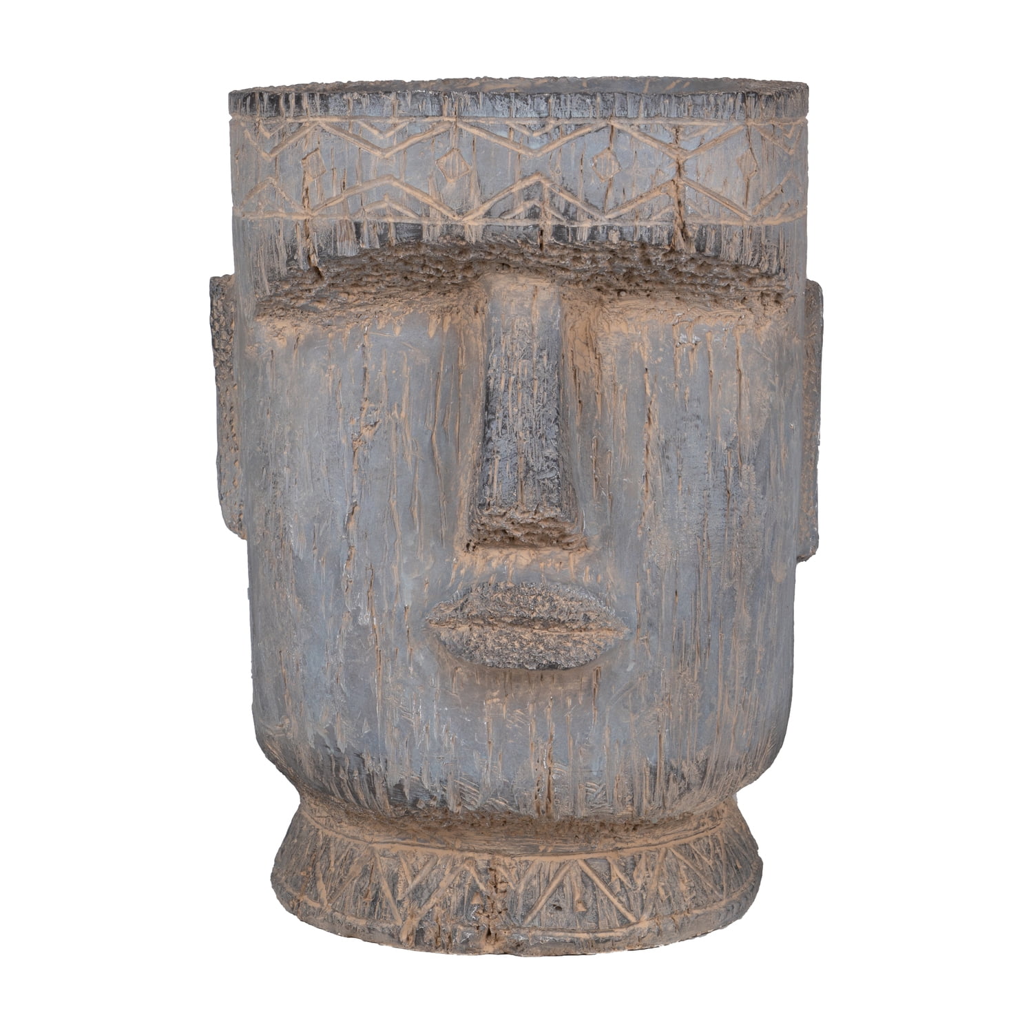 Gray Fiberglass Easter Island Statue Planter for Indoor/Outdoor Use