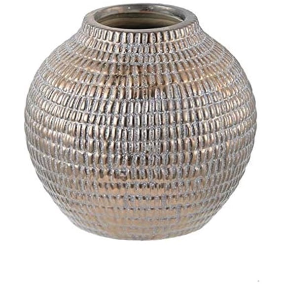 A&B Home Textured Round Bronze Ceramic Decorative Vase 7.9" x 7.9" x 7.5"