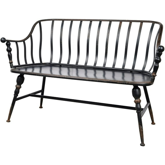 A and B Home A&B Home Warren Black Metal Outdoor Garden Settee