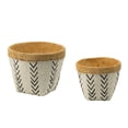 thumbnail image 1 of A and B Home A&B Home White and Natural Round Planters (Set of 2), 1 of 5