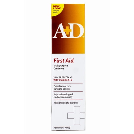 A+D First Aid Healing Ointment, Moisturizing Skin Protectant for Minor Cuts, Burns and Scrapes, Helps Smooth Dry, Flaky Skin, 1.5 OZ, 2 Pack