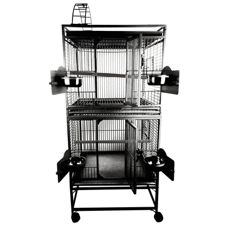 A and E Cage Co. 24"x22" Double Stack Cage with Play Top - Black