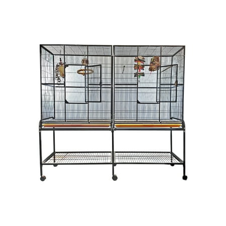 A and E Cage Co. Double Flight Cage-Black