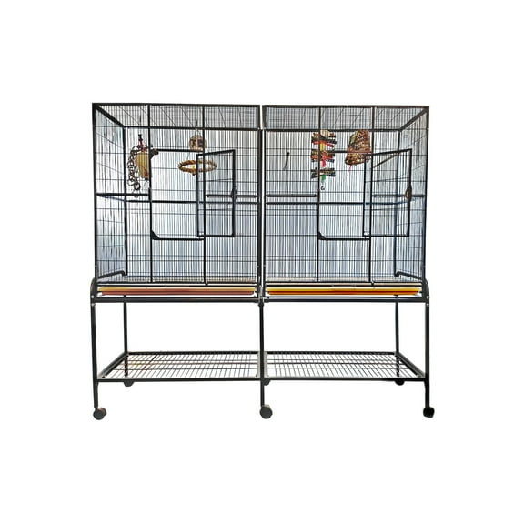 A and E Cage Co. Double Flight Cage-Black