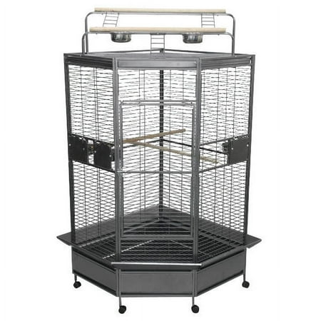 A and E Cage Co. Extra-Large Corner Cage - Black