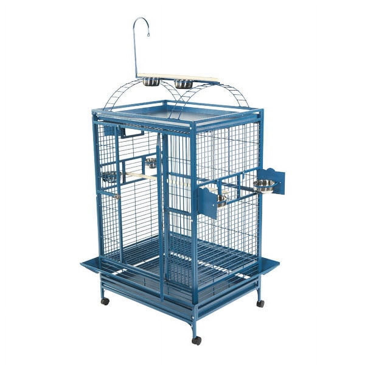 Large Black Iron Playtop Bird Cage with Stainless Steel Bowls