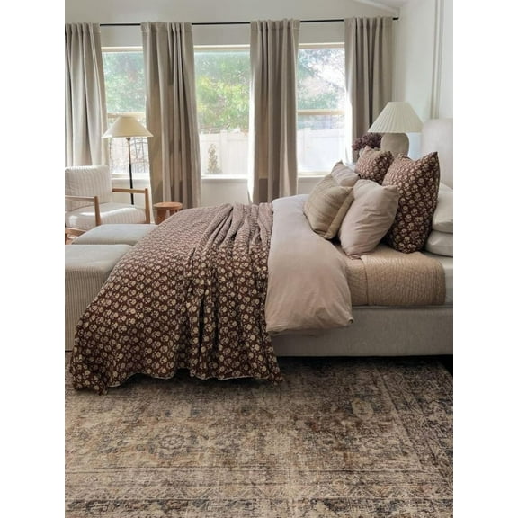 A and E Textiles House Floral Print Kantha Quilt, Twin Size ( 90 X 60 Inch)