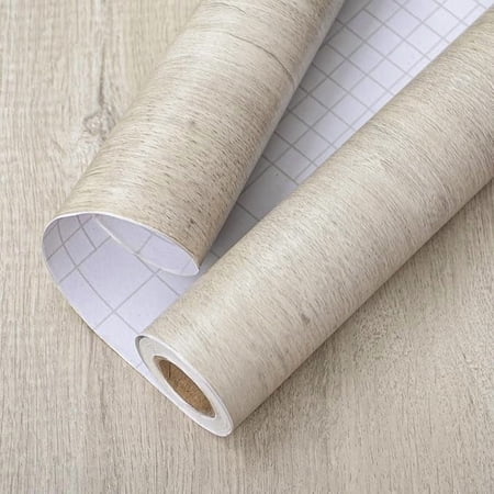 Wood Wallpaper 78" X 16" A-b-cil Light Grey Wood Contact Paper Removable Waterproof Self Adhesive Wallpaper Peel and Stick Vinyl for Door Locker Cabinet Countertop Bookcase Shelves Desk Furniture