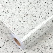 A-b-cil 206 X 16 Inch White Gray Granite Peel and Stick Countertops for Kitchen Self Adhesive Film Marble Contact Paper for Countertops Waterproof Removable Wallpaper Decor Table Desk Counter Top