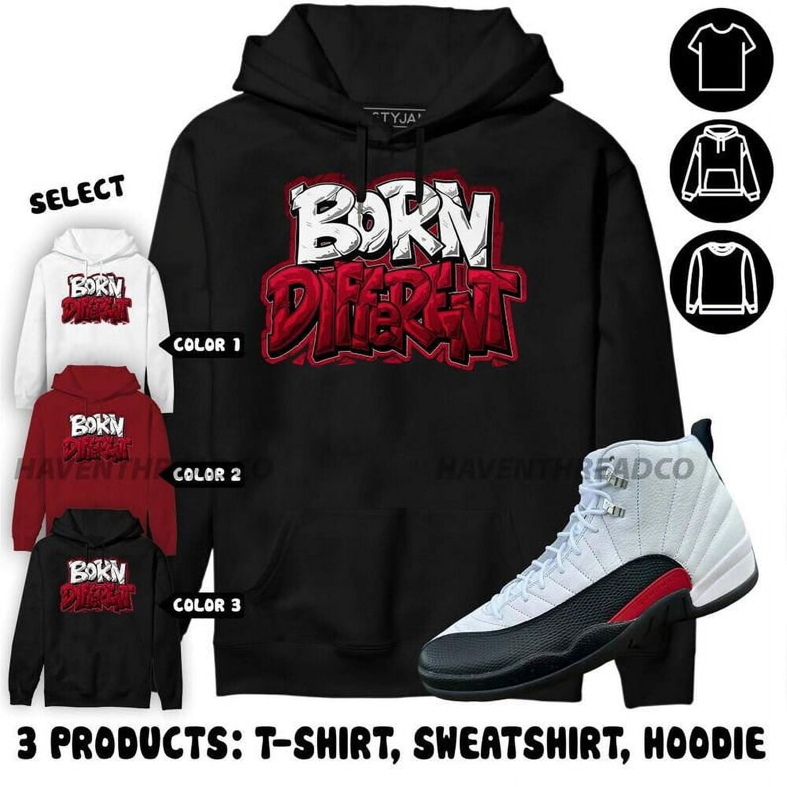 A bargain for you, AJ 12 Retro Red Taxi Hoodie, Born Different, Shirt