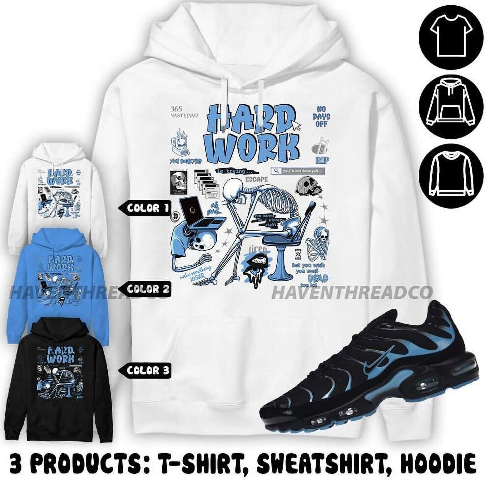 A bargain for you, AM Plus Black Univercitii Blue Hoodie, Hard Work