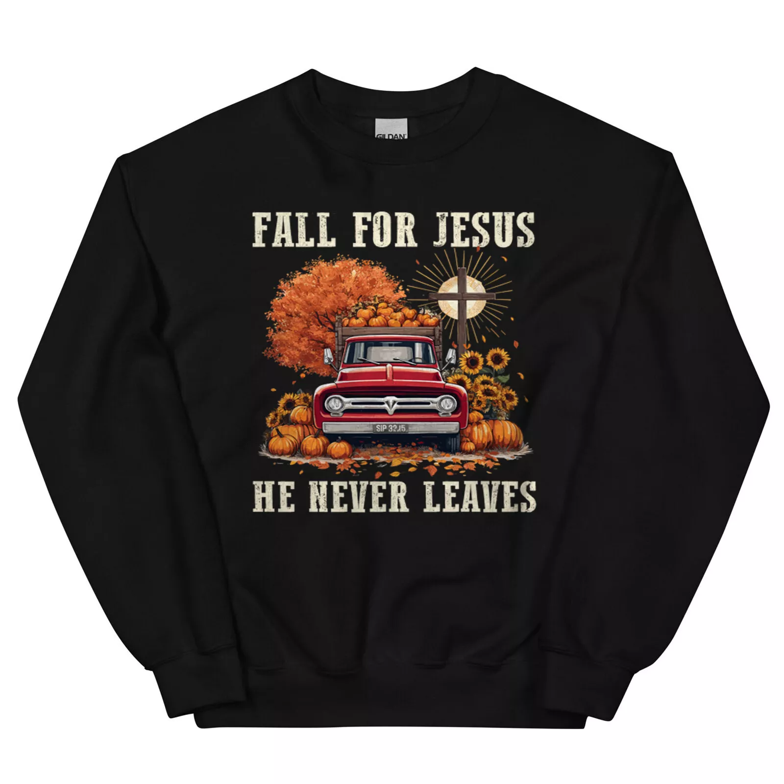 A bargain for you, Jesus Never Leaves You Cross Sweatshirt