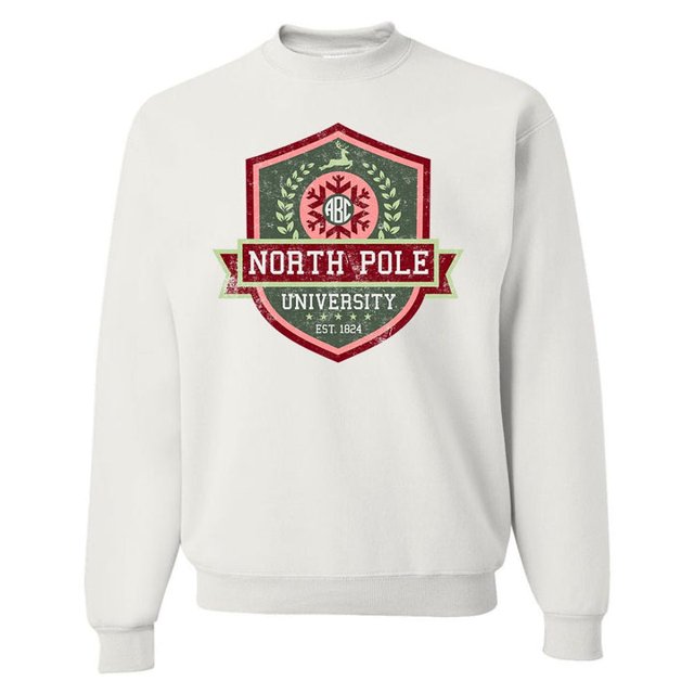 A bargain for you, Monogrammed 'North Pole University Crest' Crewneck