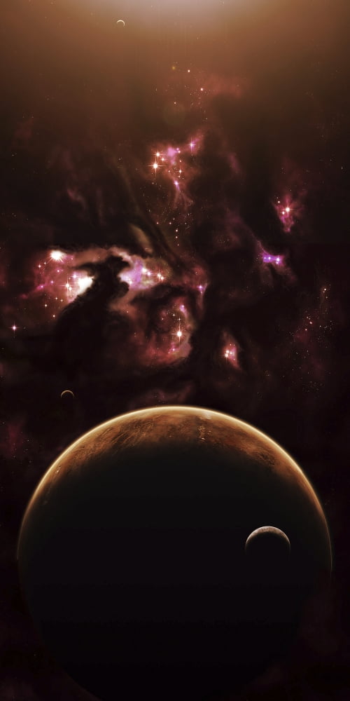 A barren world passes in front of a large and complex nebula Canvas Art - Kevin LafinStocktrek Images (10 x 20)