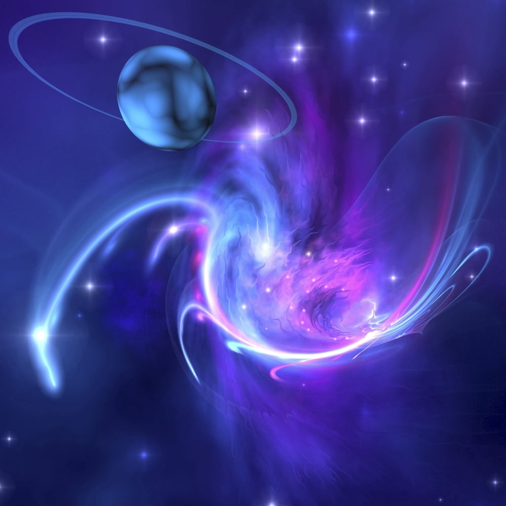 A beautiful nebula and a ringed planet Canvas Art - Corey FordStocktrek Images (28 x 28)