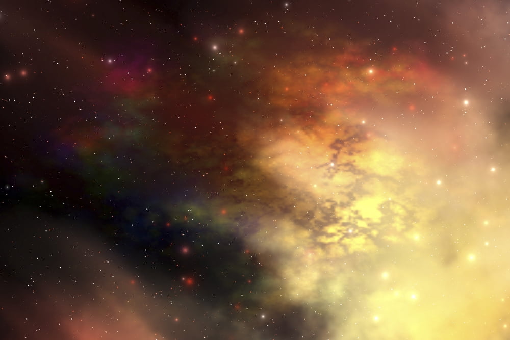 A beautiful nebula out in the cosmos with many stars and clouds Canvas Art - Corey FordStocktrek Images (35 x 23)