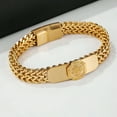 thumbnail image 1 of A beautiful titanium steel 18K gold -plated small tree -shaped men's bracelet, suitable for couple dating and Valentine's Day gifts,Gold, 1 of 10