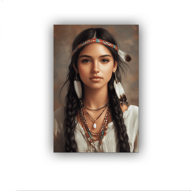 A beautiful young Native American woman Poster Canvas Print Wall Art Bedroom Room Aesthetics Decoration