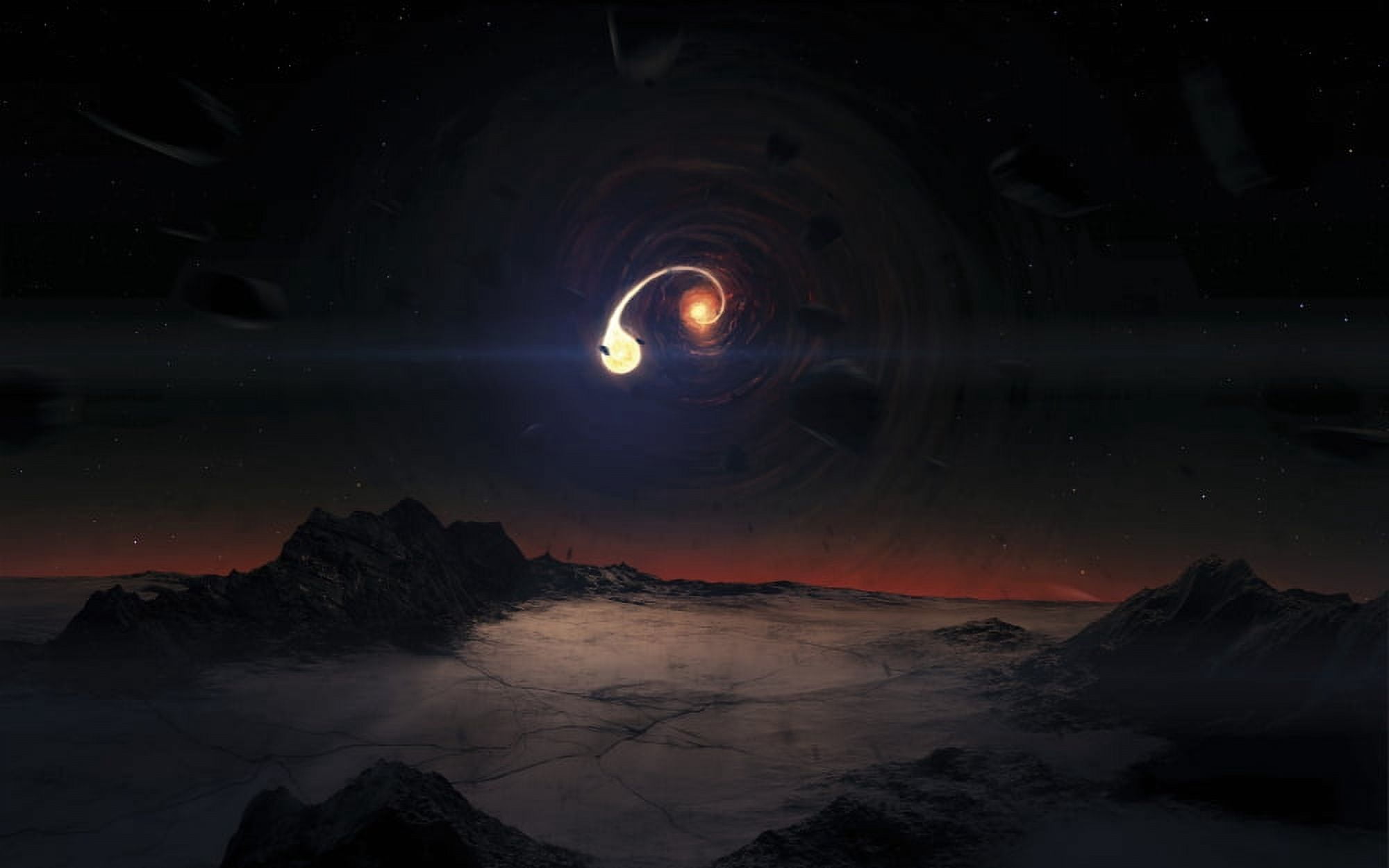 A black hole is slowly destroying an entire solar system Canvas Art - Tobias RoetschStocktrek Images (18 x 12)
