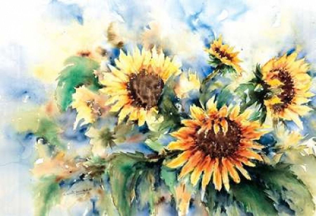 A bouquet of sunflowers Canvas Art - Klaske Kalsbeek-Vlasma (20 x 28)