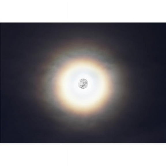 A bright halo around the full moon Poster Print
