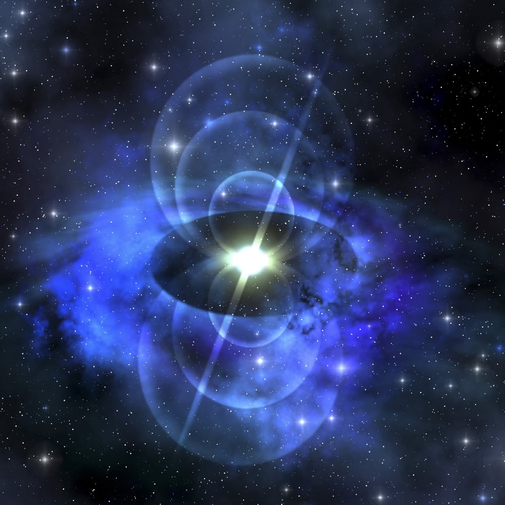 A brilliant star sends out magnetic waves out into surrounding space Canvas Art - Corey FordStocktrek Images (28 x 28)