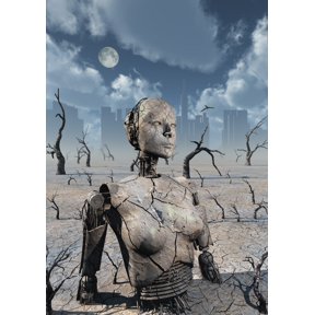 A broken down petrified android robot Canvas Art - Mark StevensonStocktrek Images (24 x 34)