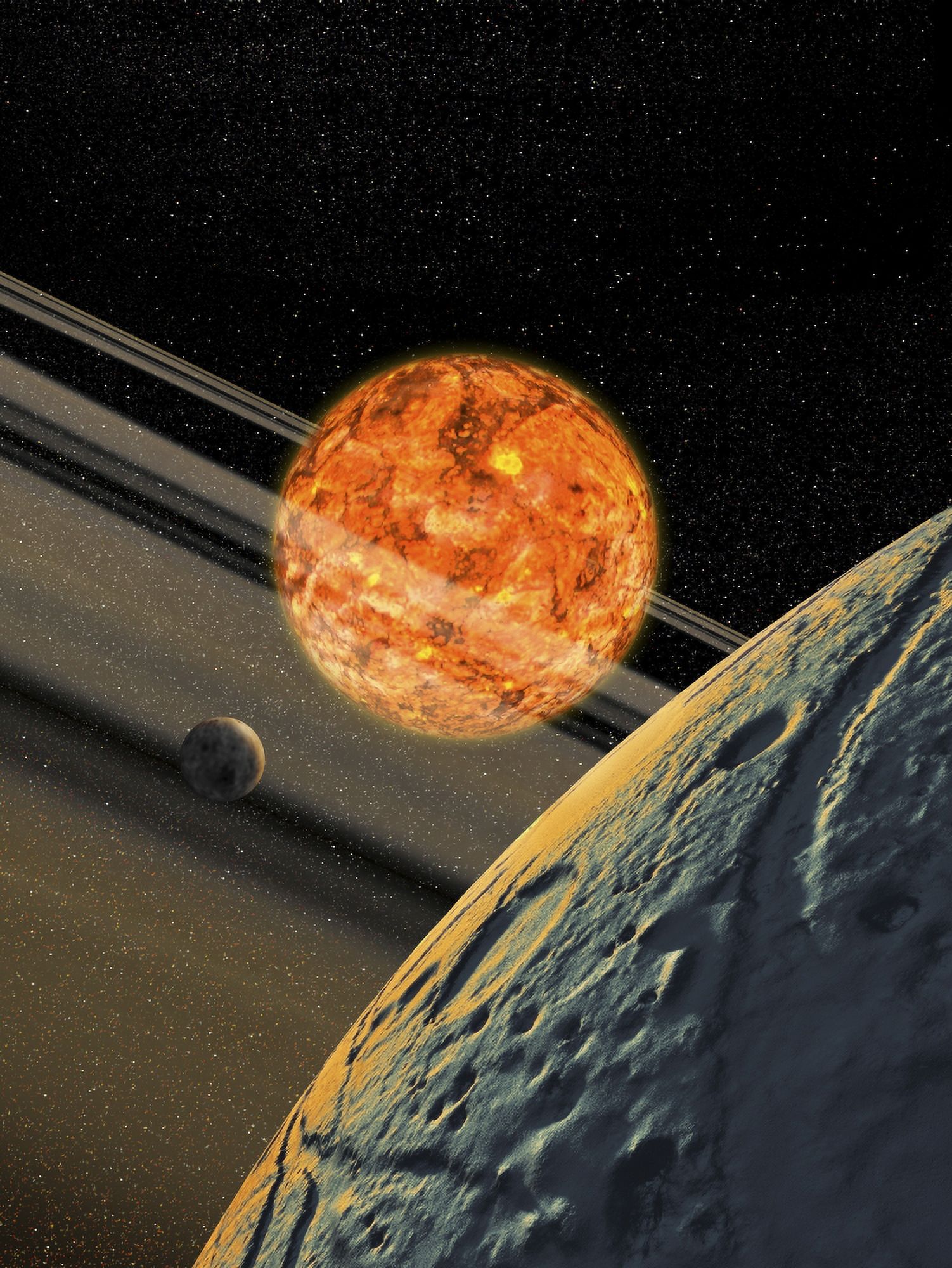 A brown dwarf star as seen from a large moon orbiting the failed star Canvas Art - Ron MillerStocktrek Images (13 x 17)
