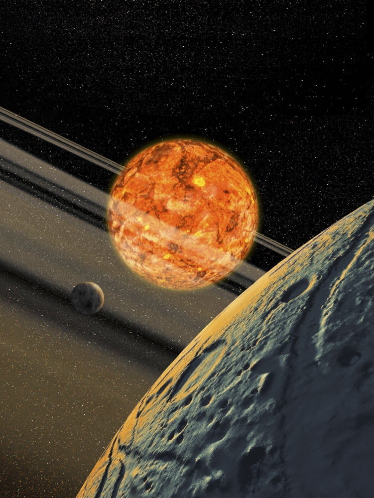 A brown dwarf star as seen from a large moon orbiting the failed star Canvas Art - Ron MillerStocktrek Images (25 x 33)