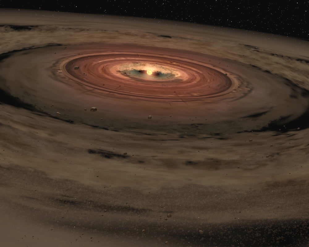 A brown dwarf surrounded by a swirling disk of planet-building dust Canvas Art - Stocktrek Images (31 x 25)