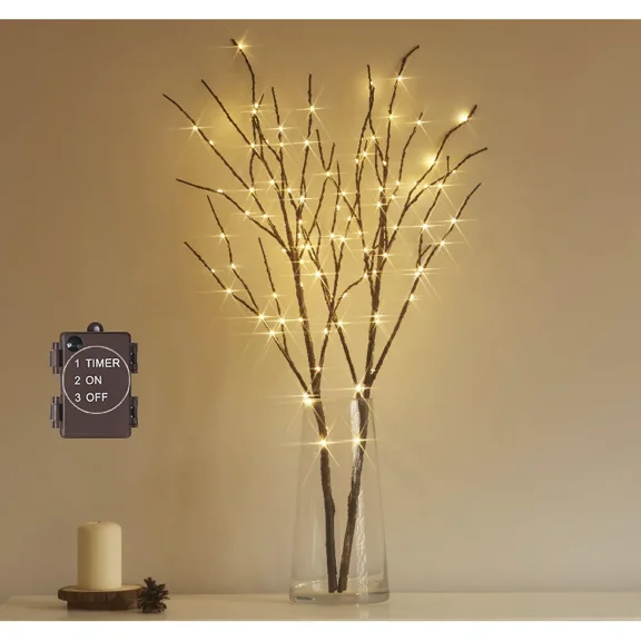 A brown willow branch light string with timer and adjustable functions, suitable for indoor and outdoor holiday decorations and any scene