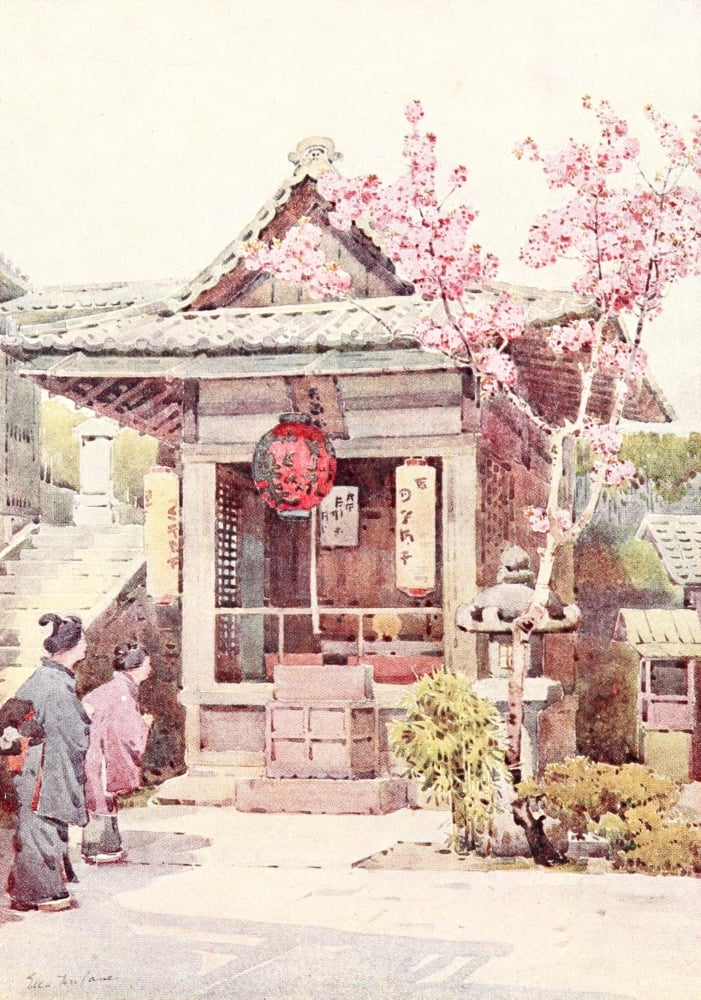 A buddhist shrine Flowers & Gardens of Japan 1908 Canvas Art - Ella Du Cane (24 x 36)