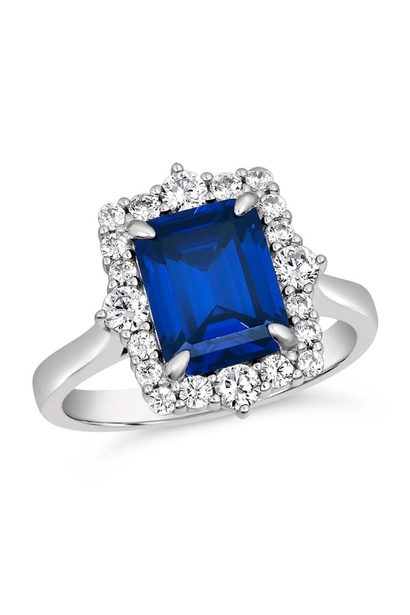 A captivating blend of simplicity and elegance. TheJewelryHut Vintage Inspired Halo Style Oraia Blue Crystalline Silver Ring