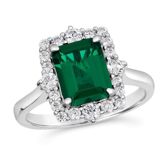 A captivating blend of simplicity and elegance. TheJewelryHut Vintage Inspired Halo Style Oraia Green Crystalline Silver Ring