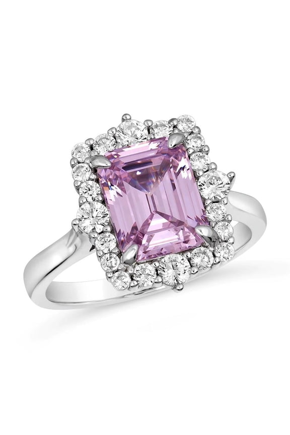 A captivating blend of simplicity and elegance. TheJewelryHut Vintage Inspired Halo Style Oraia Pink Crystalline Silver Ring