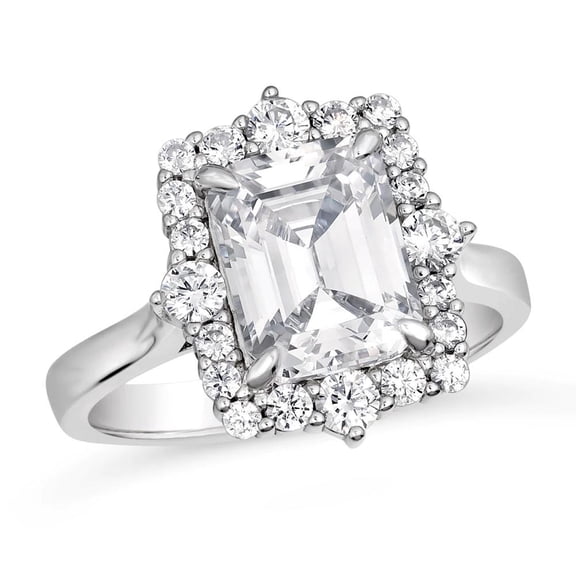A captivating blend of simplicity and elegance. TheJewelryHut Vintage Inspired Halo Style Oraia White Crystalline Silver Ring
