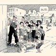 thumbnail image 1 of A cartoon of children gathering around watching a man post a banner.  The cartoon was drawn by Clare Briggs for the book "Oh Skin-nay! The, 1 of 1
