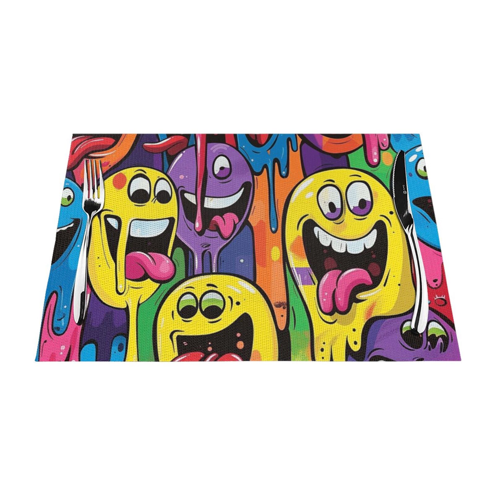 A cartoonish face Table mat can be wiped, dinner mat set, felt can be