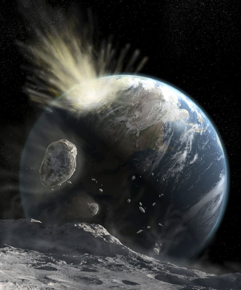 A catastrophic comet impact on Earth Canvas Art - Steven HobbsStocktrek Images (13 x 16)