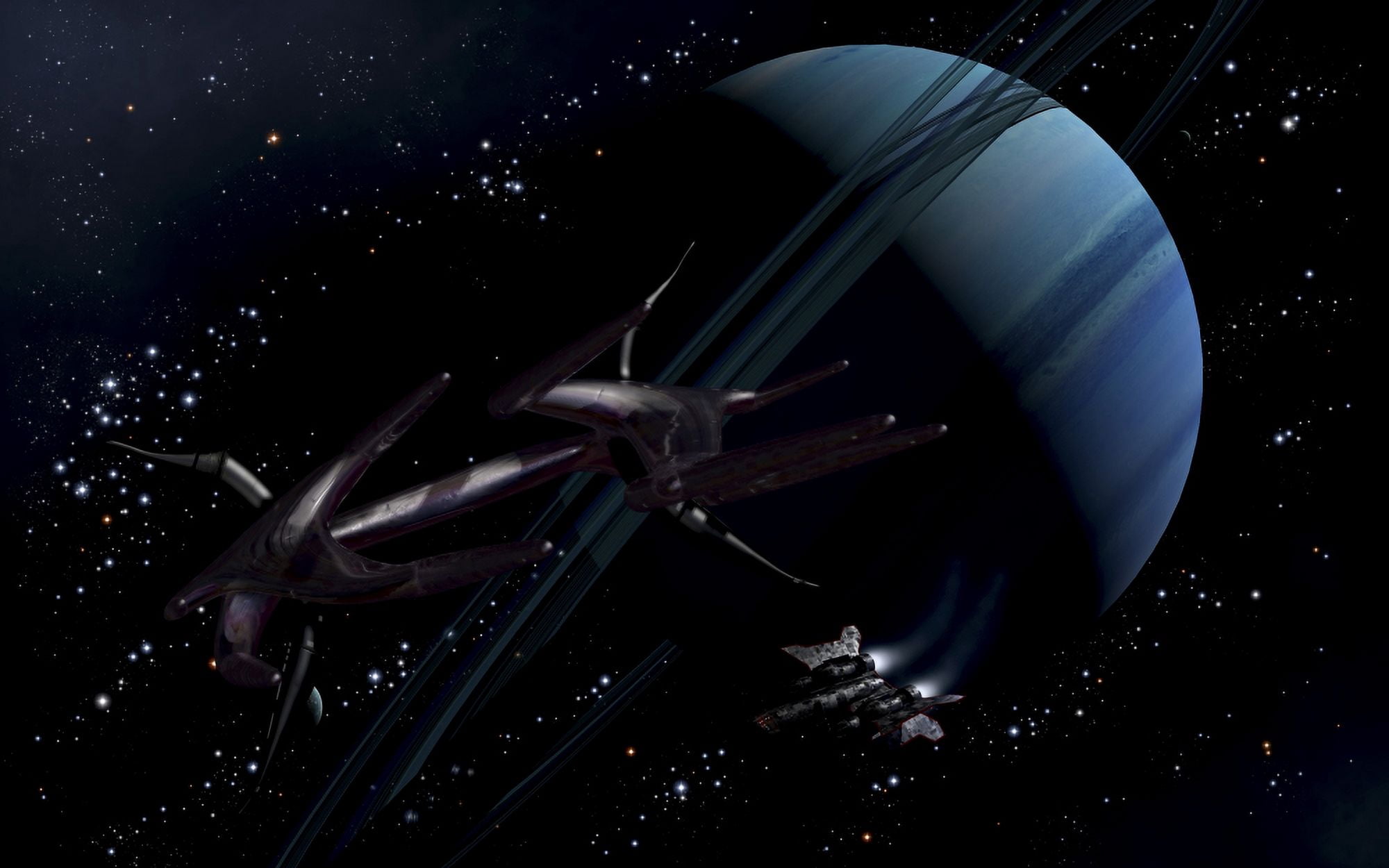 A chartered private corvette being intercepted by a strange alien craft Canvas Art - Brian ChristensenStocktrek Images (36 x 23)