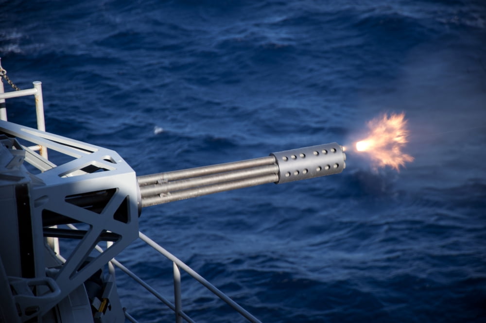 A close-in weapons system is fired aboard USS Harry S Truman Canvas Art - Stocktrek Images (35 x 23)