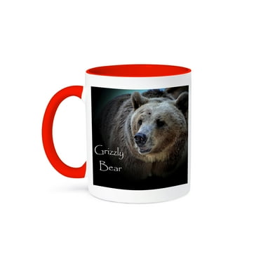 3dRose, A close-up of a Grizzly Bear, 11oz Two-Tone Red Mug