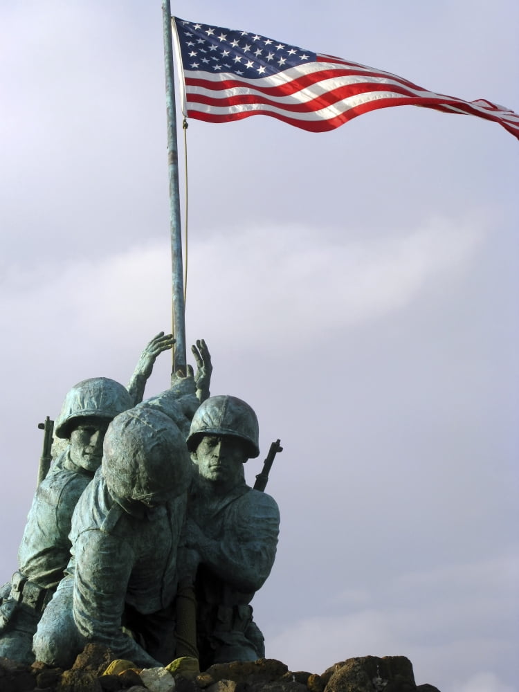 A close up of the Iwo Jima bronze statue showing detail of the sculpture Canvas Art - Michael WoodStocktrek Images (25 x 33)