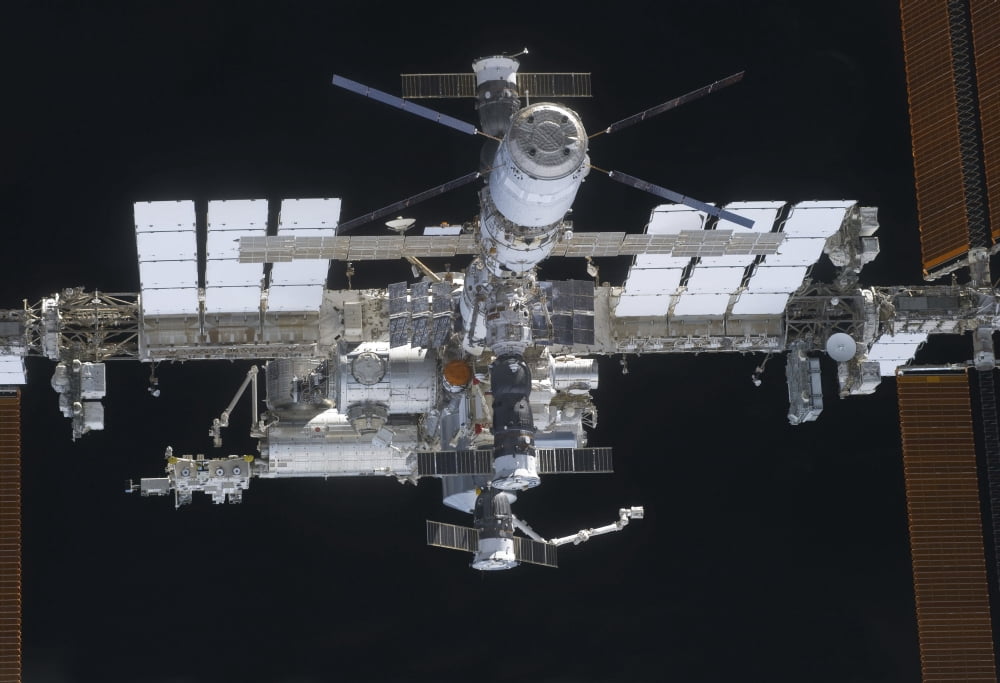 A close-up view of the International Space Station Canvas Art - Stocktrek Images (34 x 24)