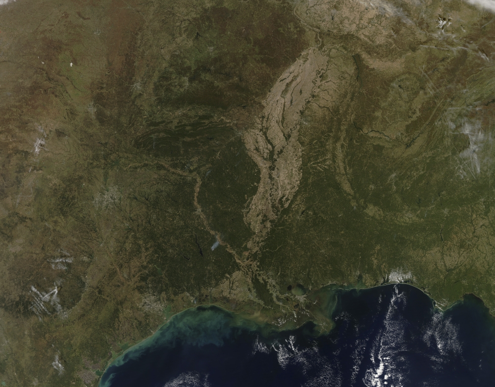 A cloud-free view of the southern United States Canvas Art - Stocktrek Images (32 x 25)