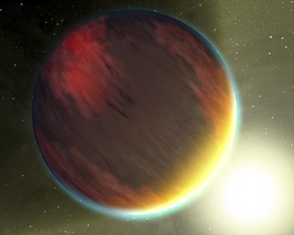 A cloudy Jupiter-like planet that orbits very close to its fiery hot star Canvas Art - Stocktrek Images (31 x 25)